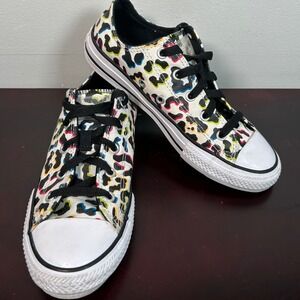 Converse Chuck Taylor All Star Low Top Leopard Print Sneakers Laces Youth Sz 3.5